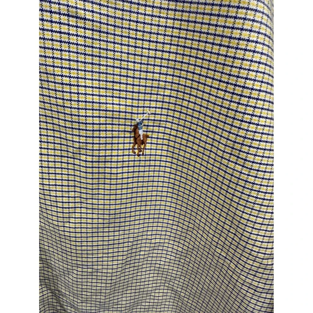 Ralph Lauren Blake Shirt Mens Large Yellow Blue Check Short‎ Sleeve Button Down
